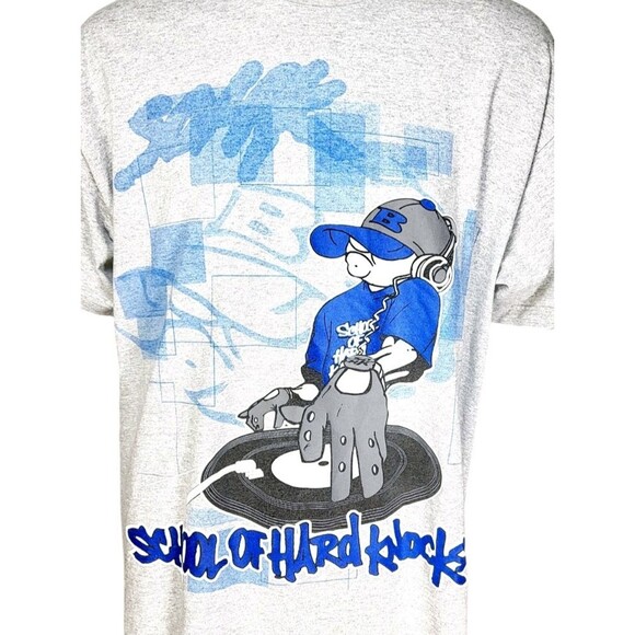 VTG 90s School Of Hard Knocks White Hip-Hop DJ Graffiti Double-Sided Graphic Tee - Picture 3 of 8